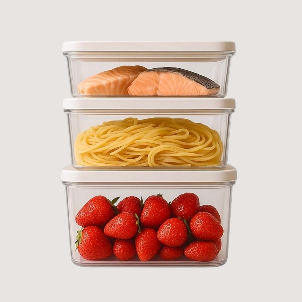 Set di 3 contenitori sottovuoto (S, M, L) realizzati in polimero SAN di alta qualità, senza BPA